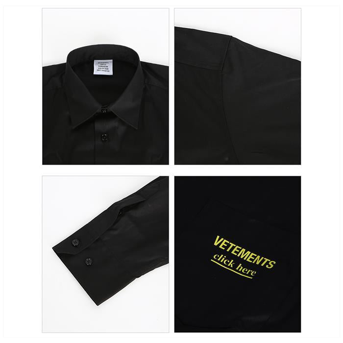 Vetements Click Here Logo Long-Sleeve Shirt UA53SH300B 1001 BLACK