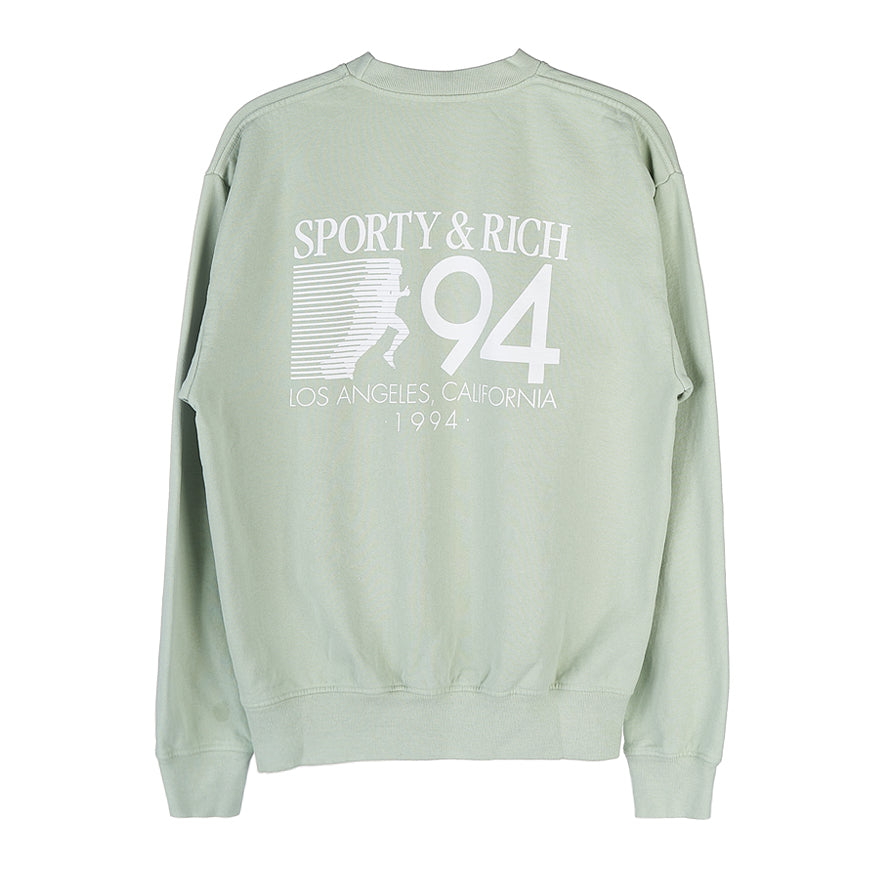 SPORTY&RICH Women's California Crewneck Sweatsh CALIFORNIA CREWNECK SAGE WHITE 1