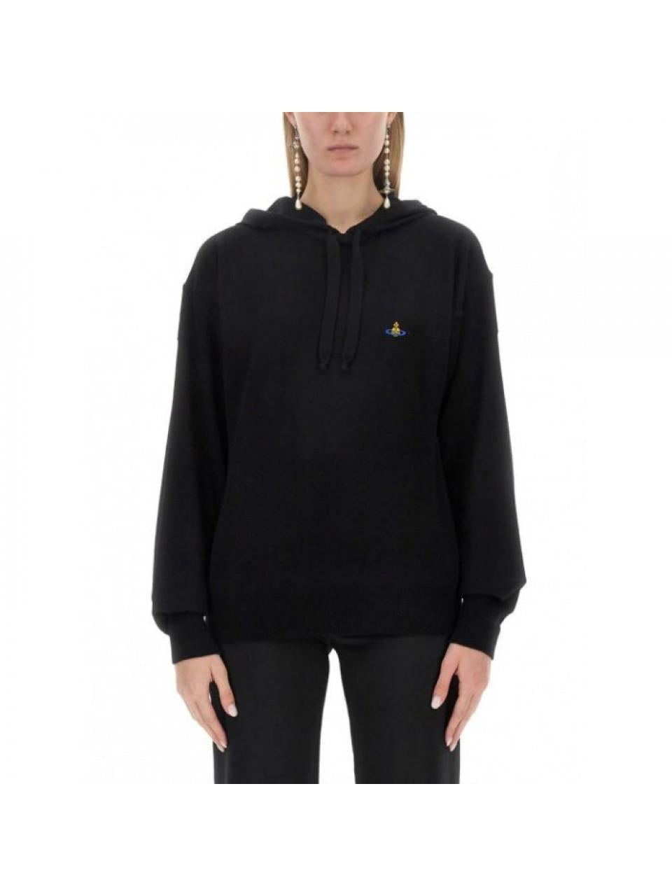 Vivienne Westwood Unisex ORB Logo Knit Hoodie Black