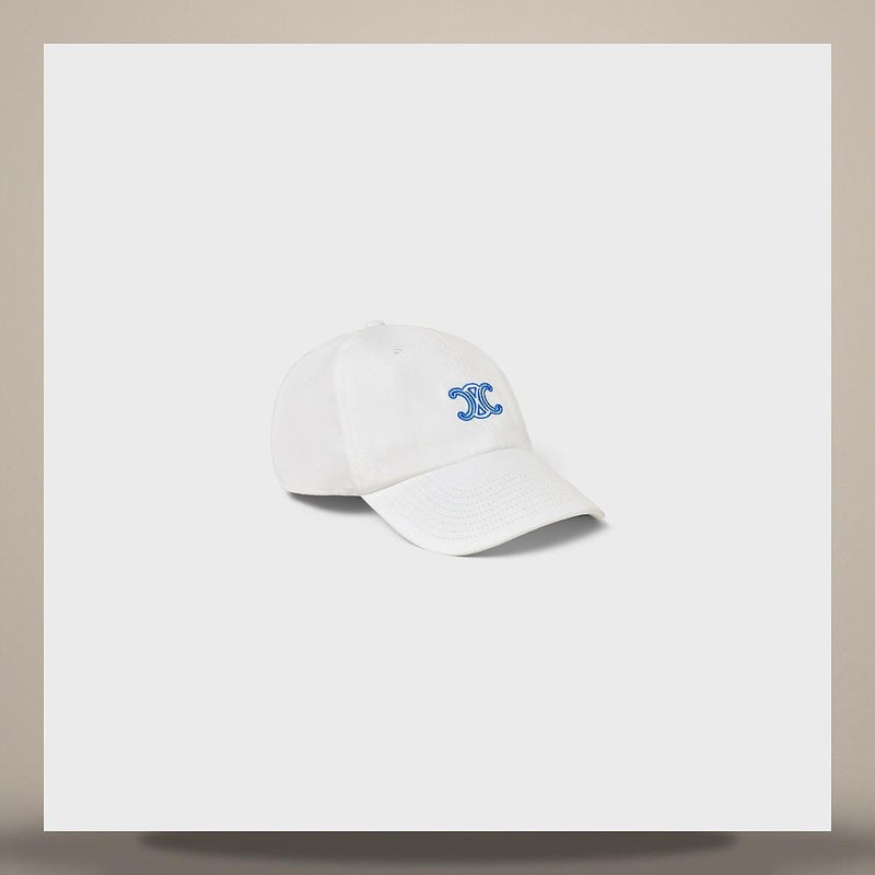 CELINE Triomphe Ringerieu Light Cotton Twill Cap White AA0IB4Y68 01BC