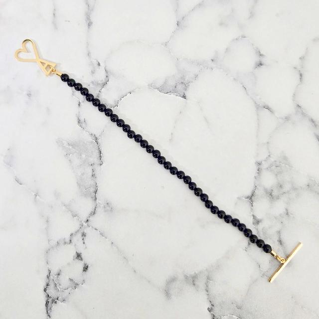 AMI Heart Logo Brass Summer Pearl Bracelet UJW457 HW0017 9022