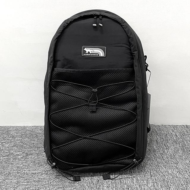 Maison Kitsune Flash Fox Logo Backpack Unisex Black Nylon NM05170WQ4034 P199