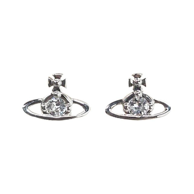 Vivienne Westwood Nano Solitaire Logo Earrings Silver Tone