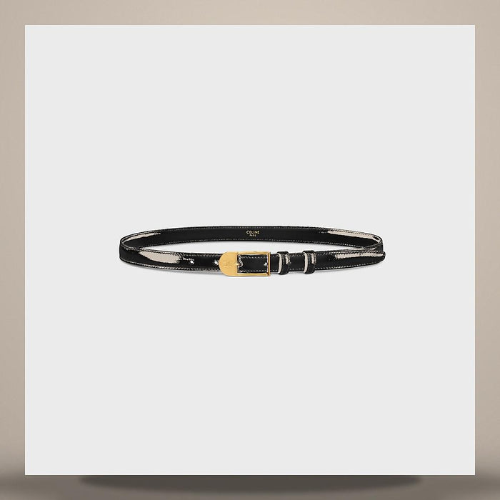 CELINE Black Taurillon Leather 18mm Belt B104O3A01 38NO