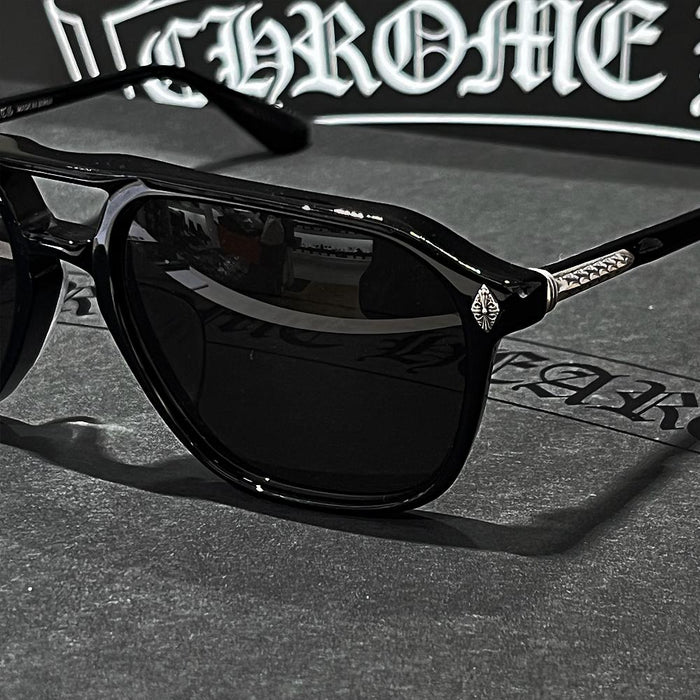 Chrome Hearts Black Zipper Aviator Sunglasses Unisex