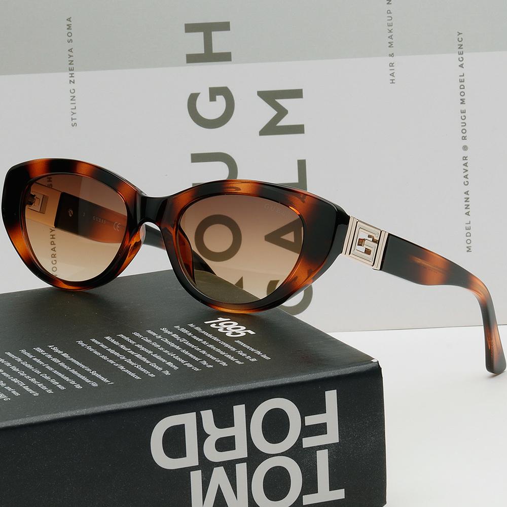 Guess Brown Oval Acetate Sunglasses Unisex GU7849 53F