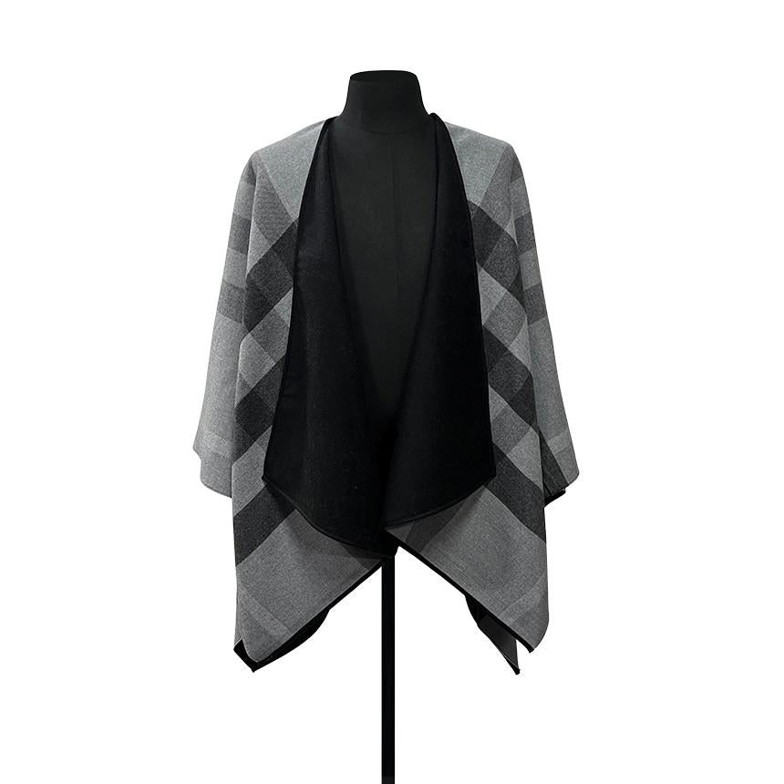 BURBERRY Reversible Black Poncho Cape Jacket