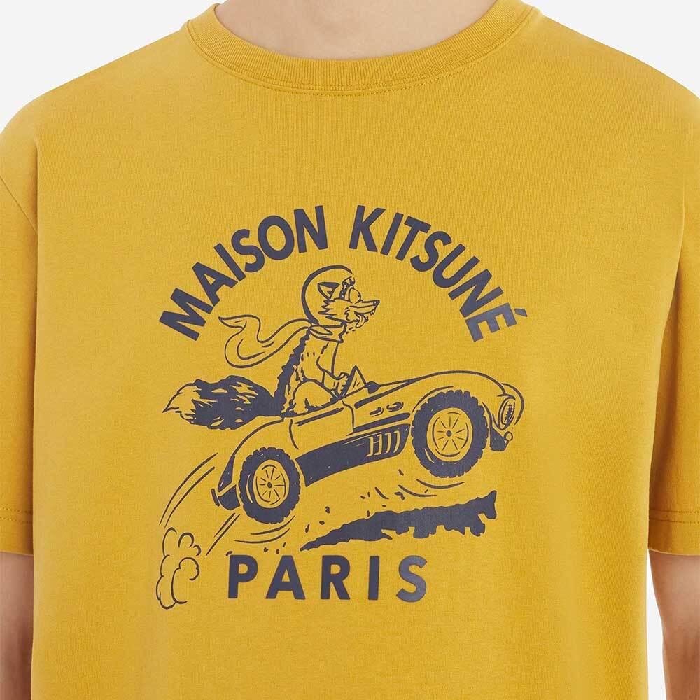 Maison Kitsune Racing Fox Logo Short Sleeve T-Shirt Men Navy Cotton