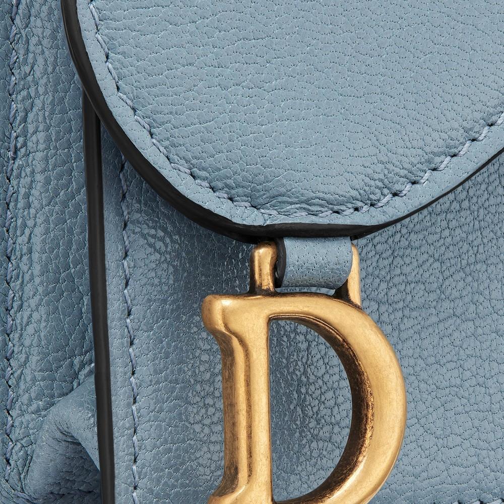 DIOR Cloud Blue Goatskin Saddle Bloom Card Holder