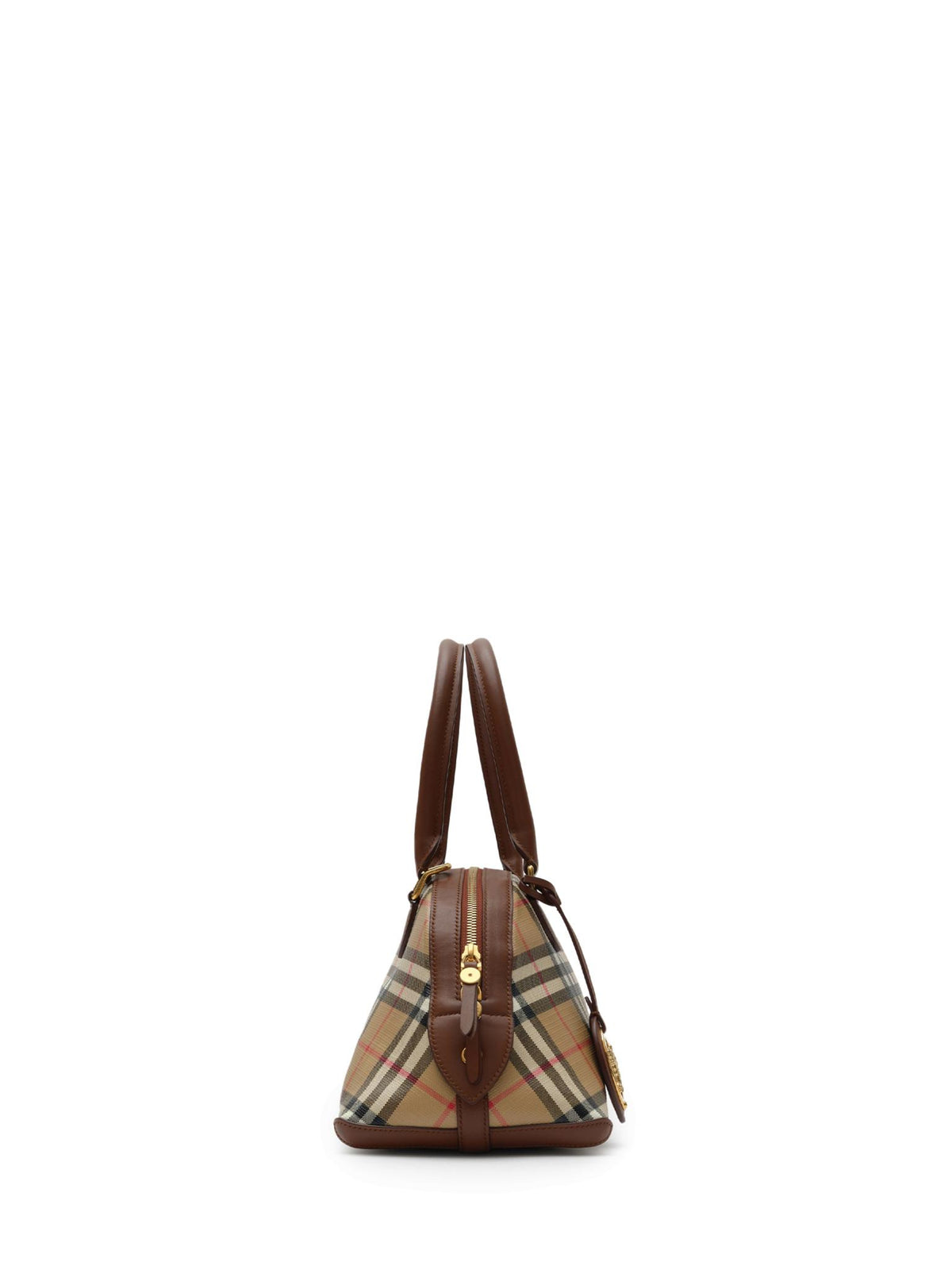 BURBERRY Beige Check Canvas Leather Tote Bag