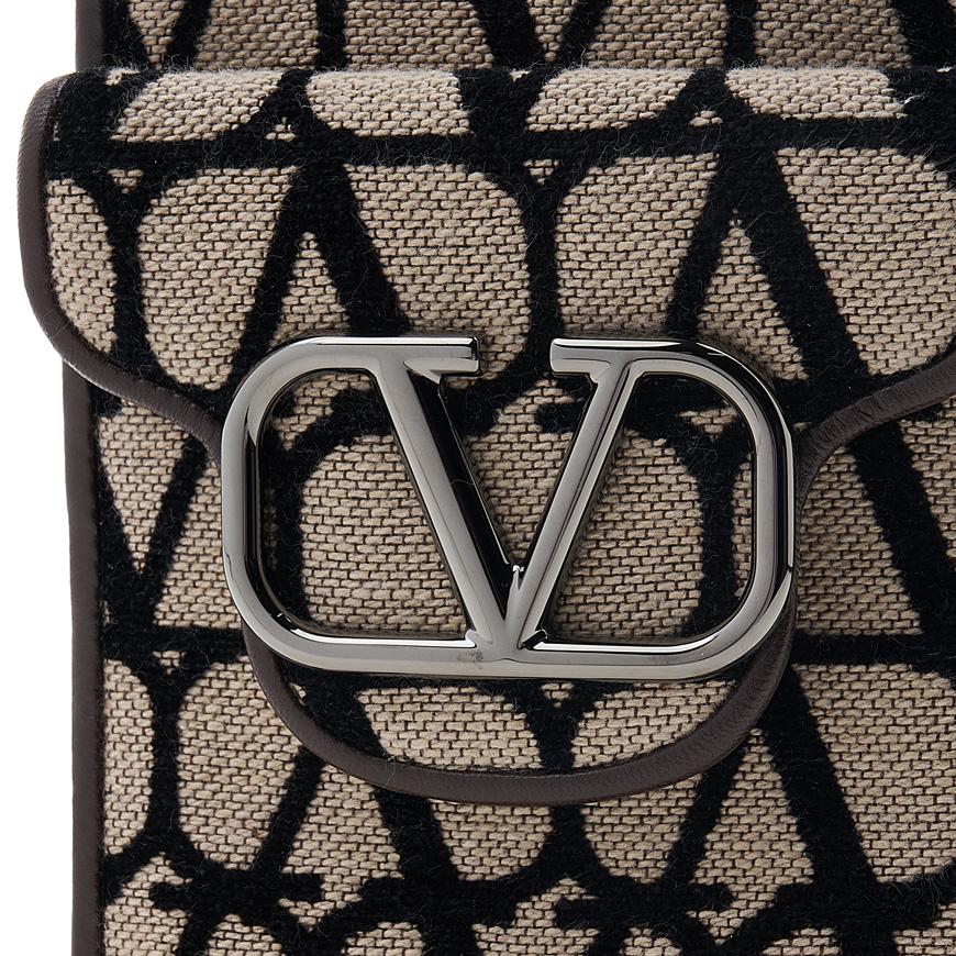 VALENTINO Garavani Iconography V Logo Leather Phone Crossbody Bag