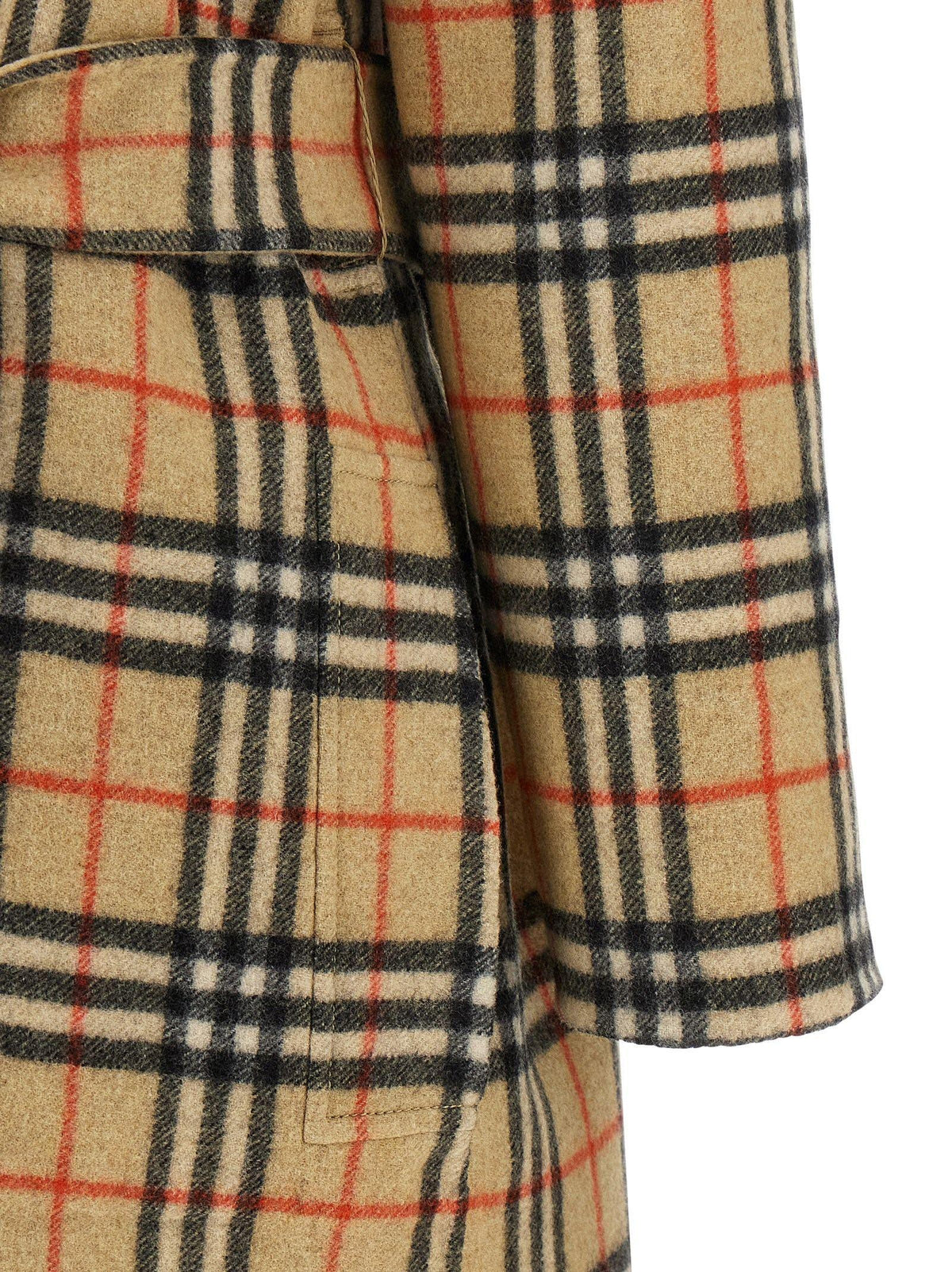 BURBERRY Sand Icon Check Cotton Trench Coat