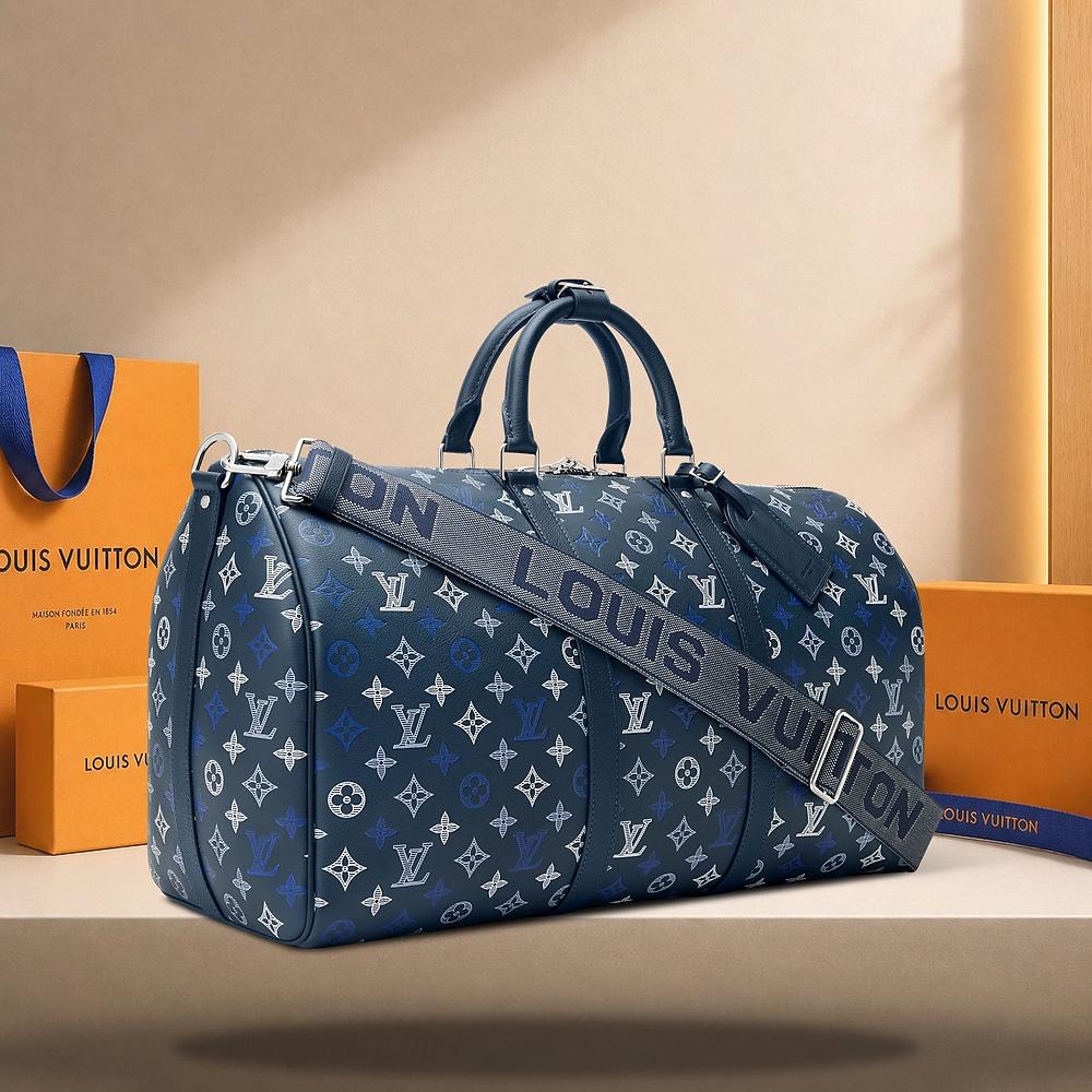 Louis Vuitton Keepall Bandouliere 50 Navy Blue Tote Bag M28836