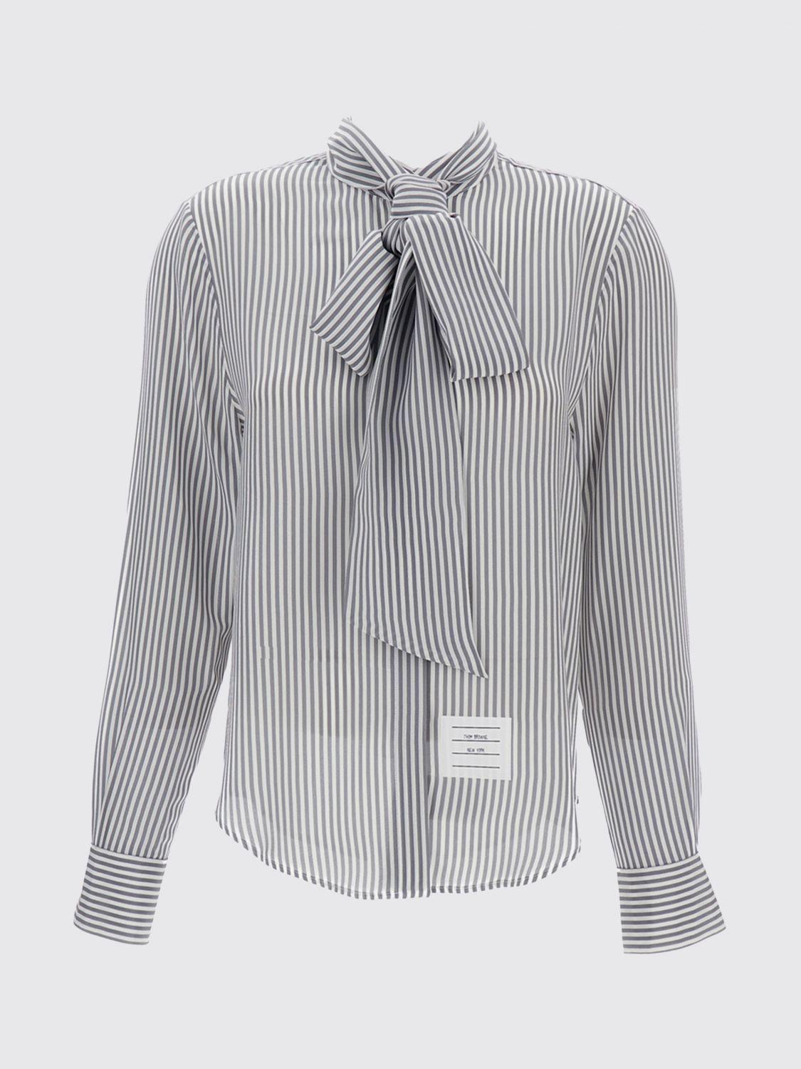 THOM BROWNE Long Sleeve Button-Up Shirt Gray Women’s Cotton