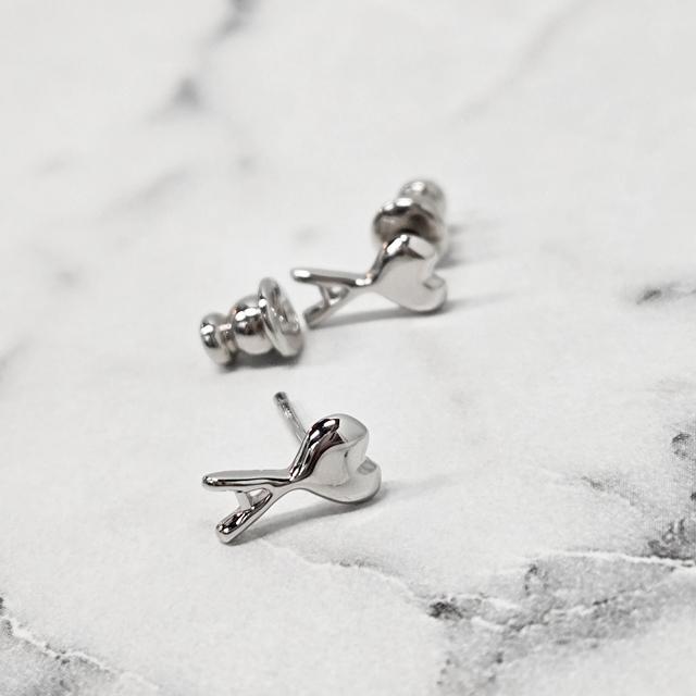 AMI Hammered Brass Heart Logo Earrings Unisex UJW445 361 900