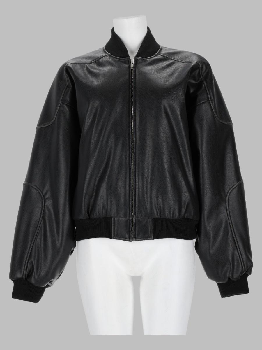 Maison Margiela Black Leather Bomber Jacket