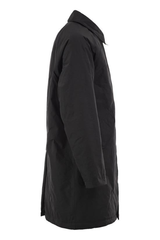 STONE ISLAND Black Wool Blend Long Coat for Men