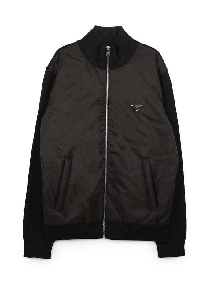 PRADA Wool Zip-Up Cardigan Men’s Black Knit