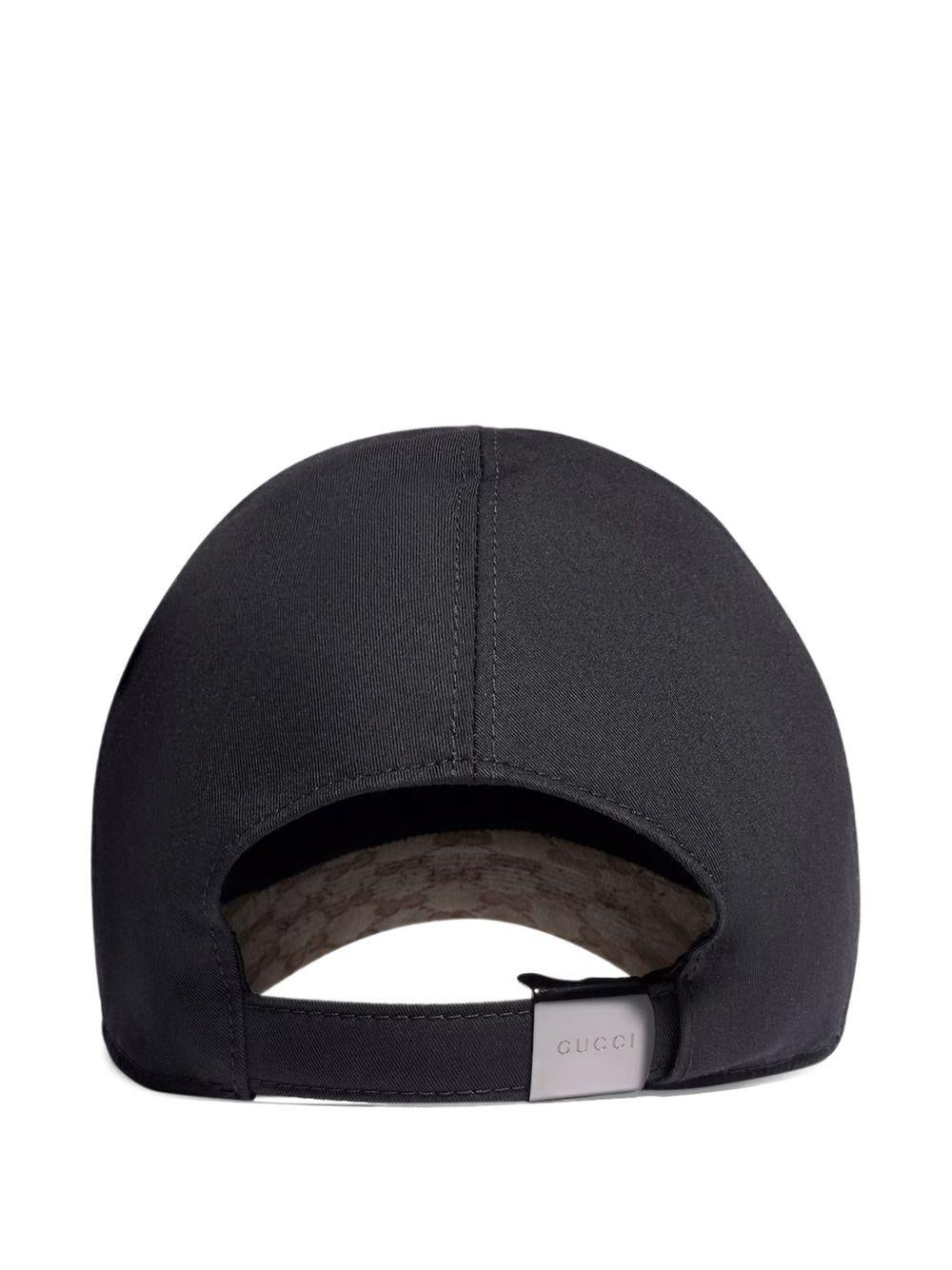 GUCCI Black Cotton Logo Baseball Cap