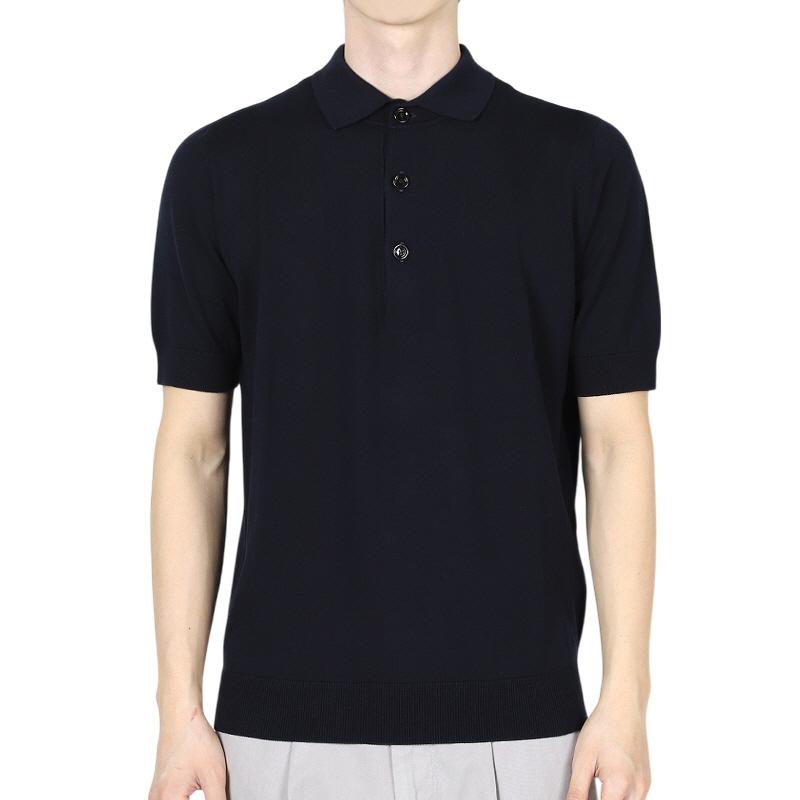 LARDINI Men’s Cotton Knit Short Sleeve Polo Shirt Navy ESLPMC92 ES64040 850