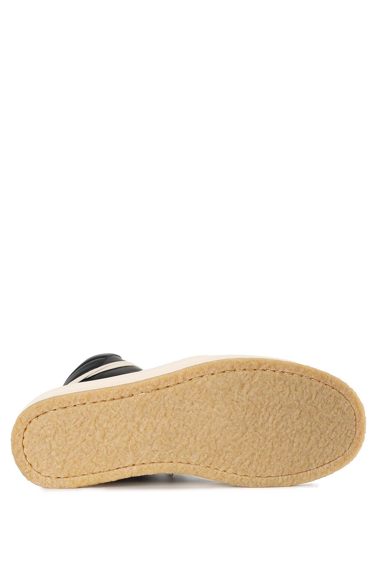 Rick Owens Black Milk Leather Geobasket High-Top Sneakers