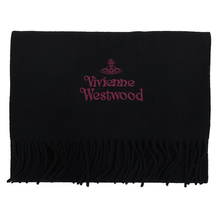 Vivienne Westwood Unisex Logo Wool Scarf Black