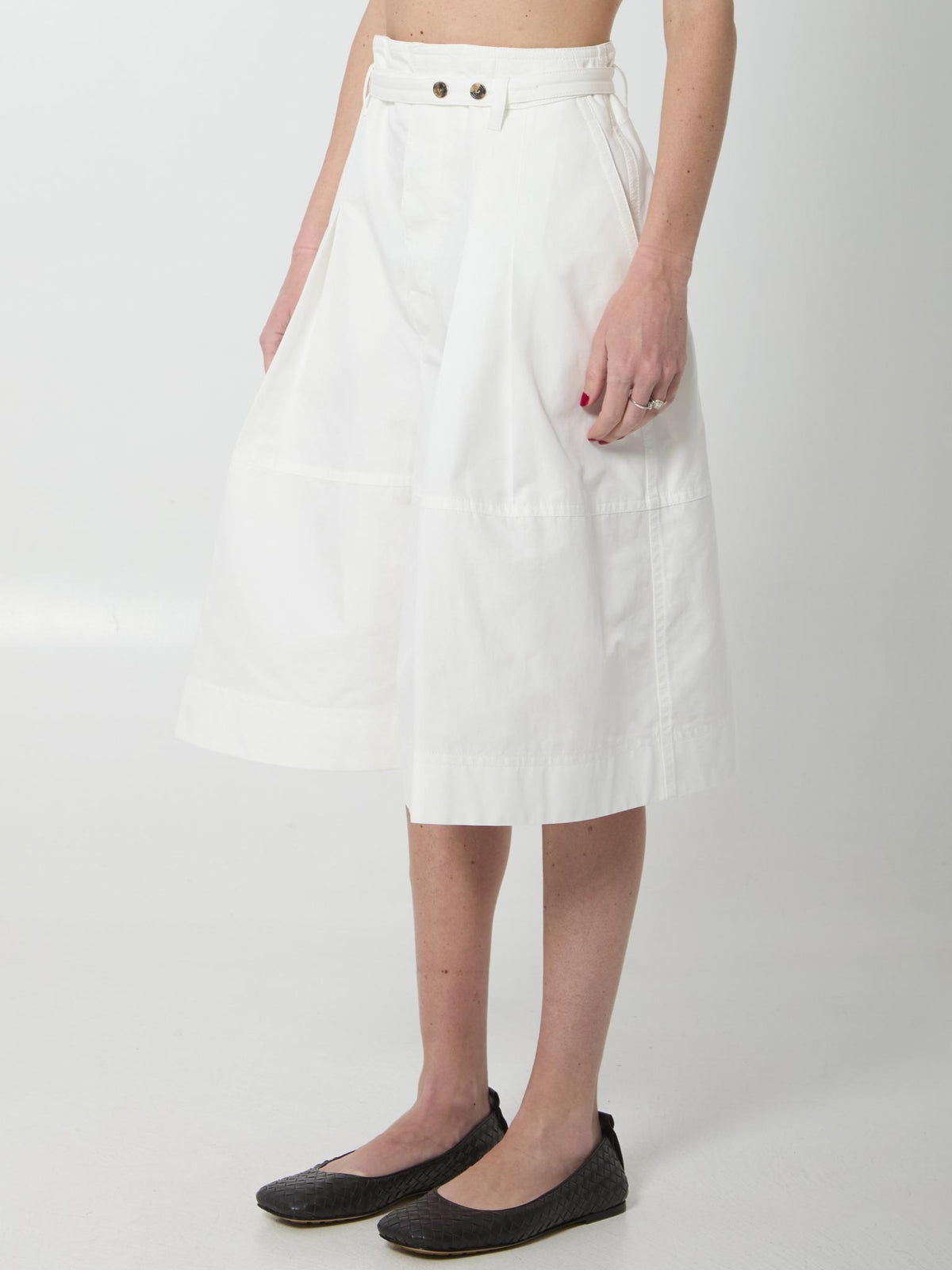 Bottega Veneta Black Cotton Twill High-Waist Shorts