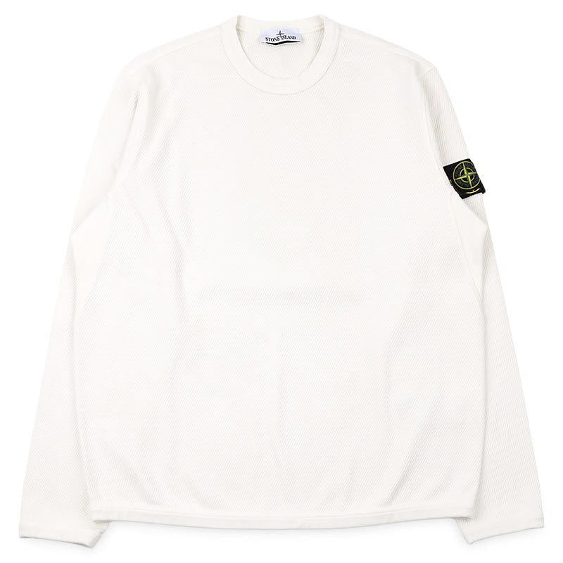 STONE ISLAND Men’s Cotton Fleece Sweatshirt Ivory Badge Mesh Stitch