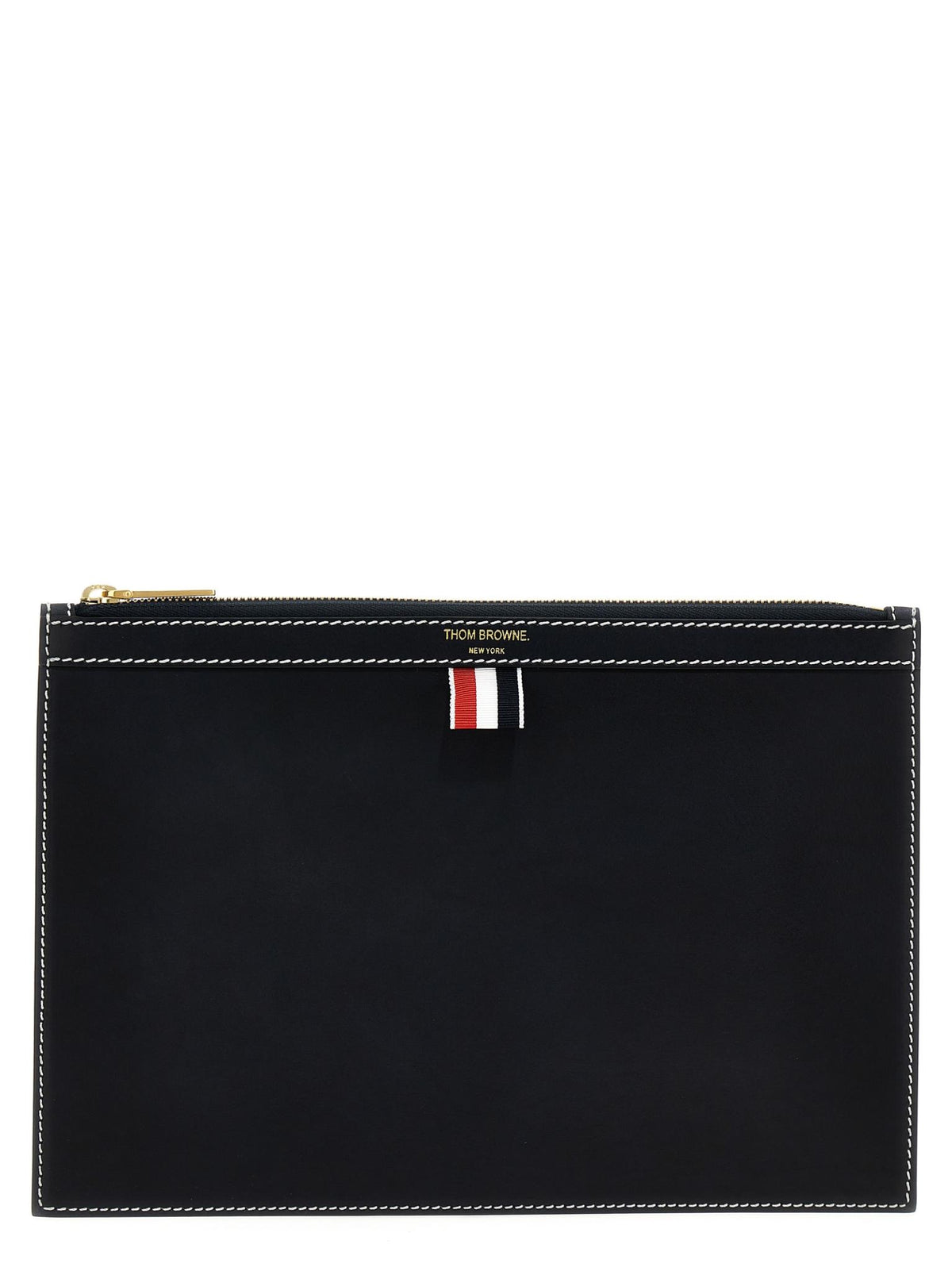 THOM BROWNE Black Leather Long Wallet
