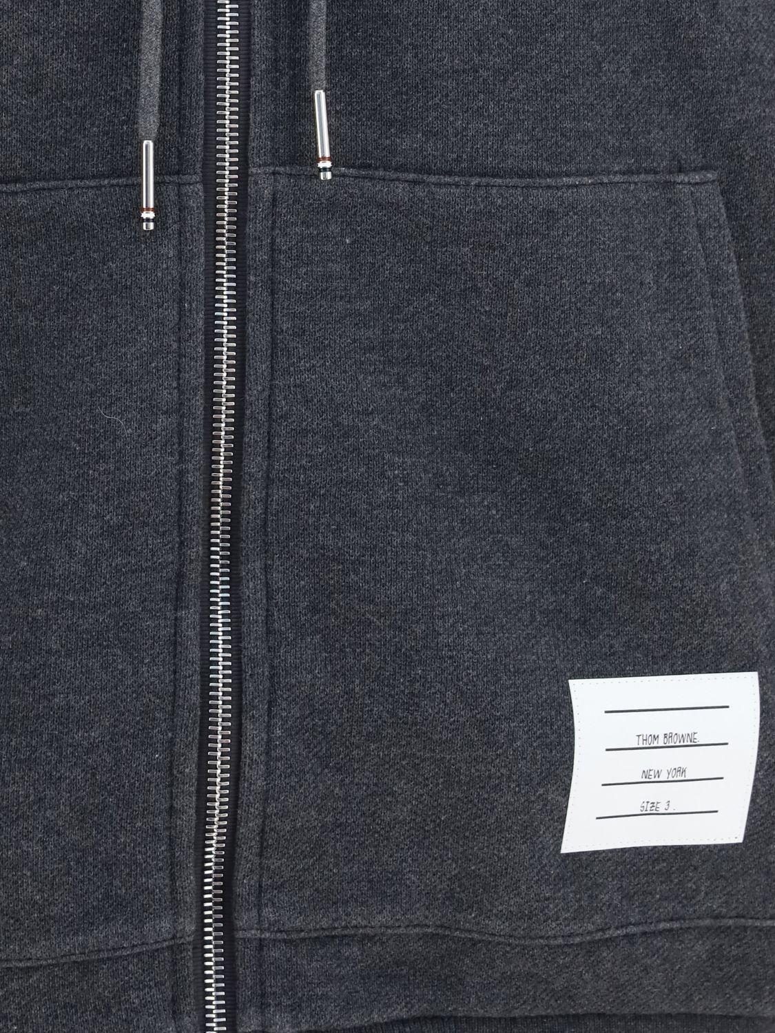 THOM BROWNE Gray Wool Zip-Up Knit Jacket