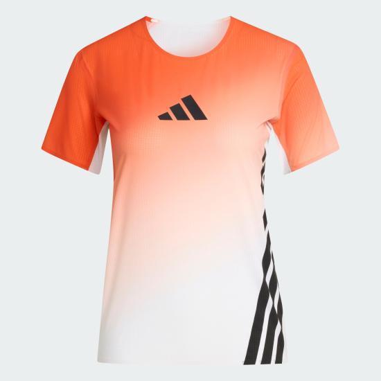 Adidas Short Sleeve T-Shirt for Women JV6530 WHITE SEMI IMPACT ORANGE DOM