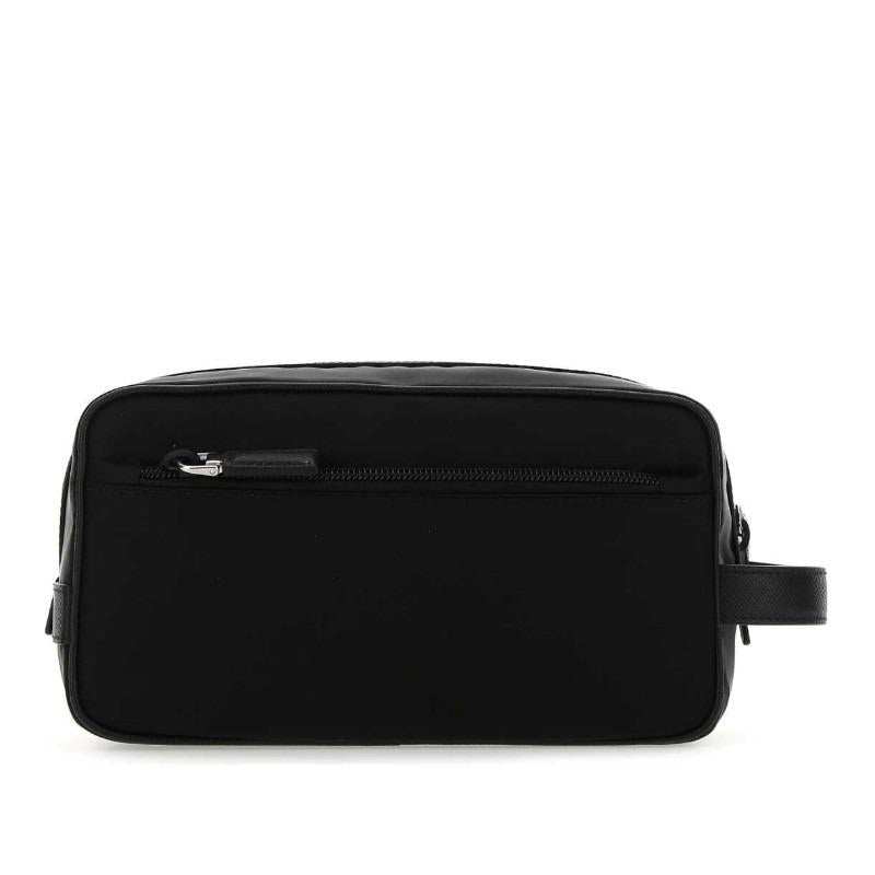 PRADA Re-Nylon Saffiano Leather Travel Clutch Bag Black Men’s