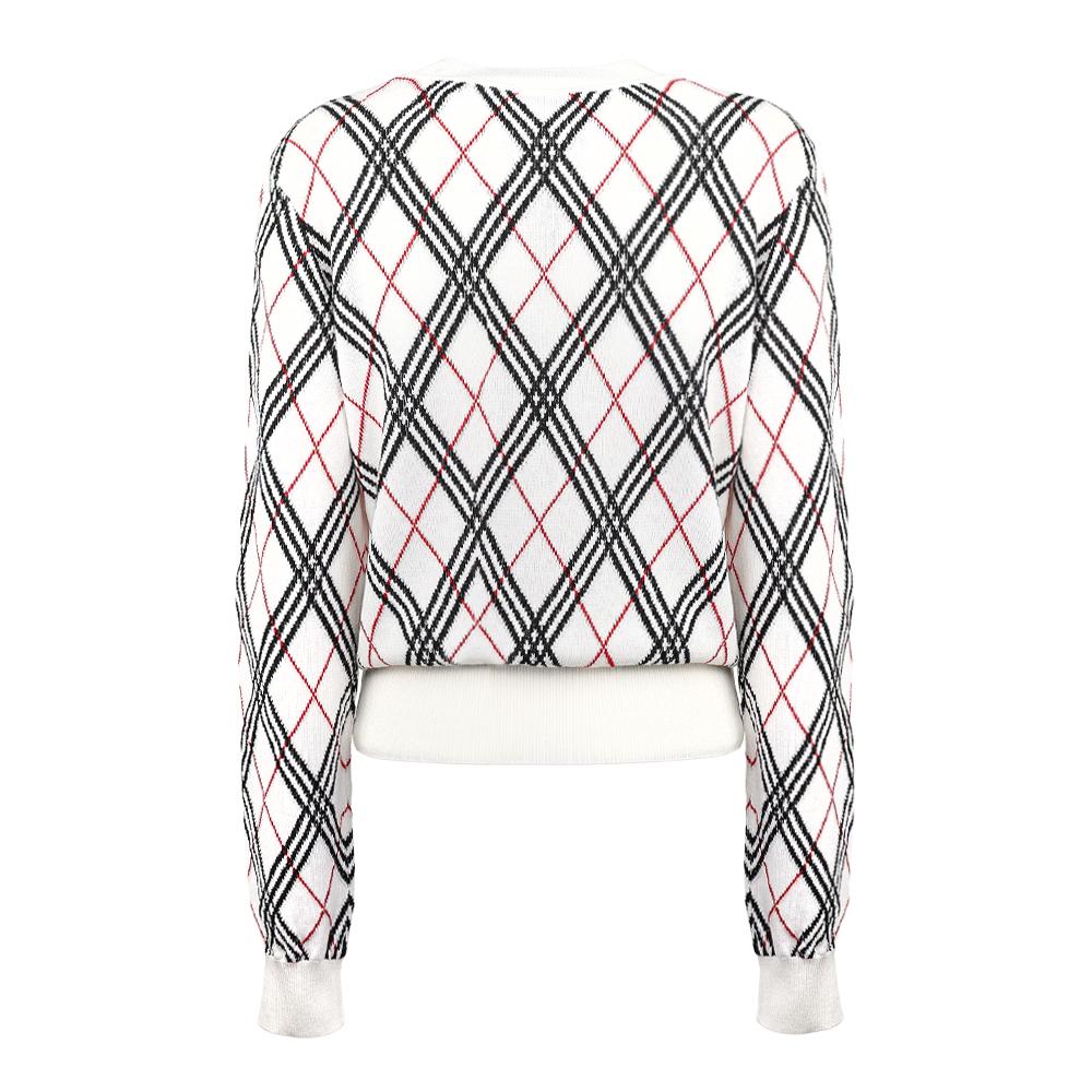 BURBERRY Women’s Argyle Check Cropped Knit Sweater 8111468 A3282