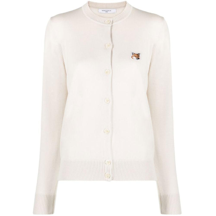 Maison Kitsune Women's Fox Head Patch Cardigan Ecru IW00506KT1036 P701
