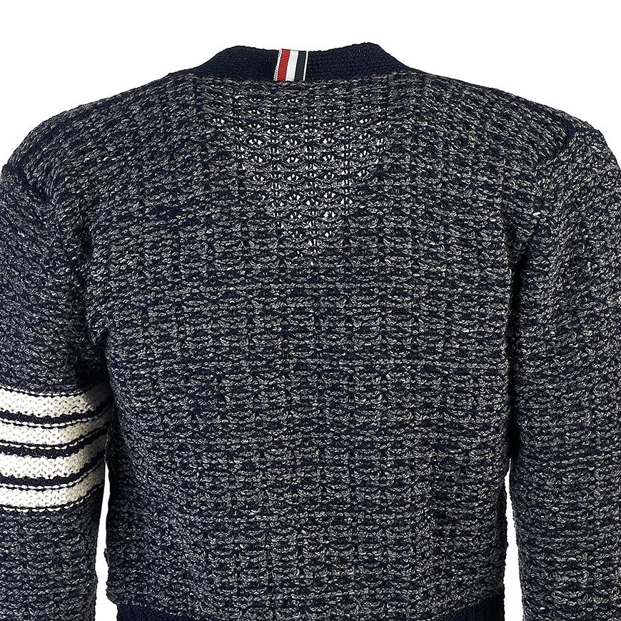 THOM BROWNE 4-Bar Tweed Mohair Cardigan for Men MKC510A Y1506 415