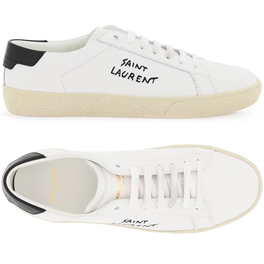 Saint Laurent Women’s Logo Embroidered Low-Top Sneakers White/Black