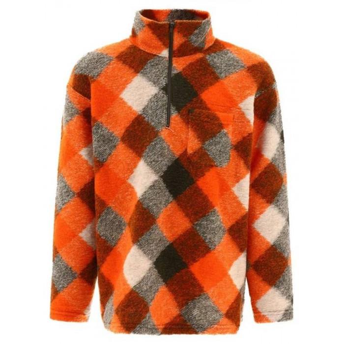 Engineered Garments Orange Olive Mock Neck Wool Poly Knit S 23F1B035 NQ105 PS005