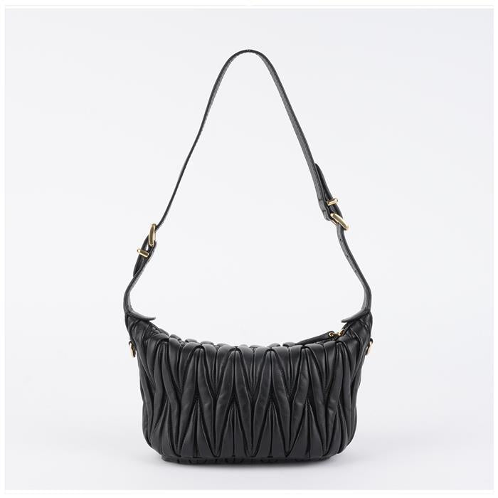 Miu Miu Matelassé Mini Shoulder Bag Black Leather