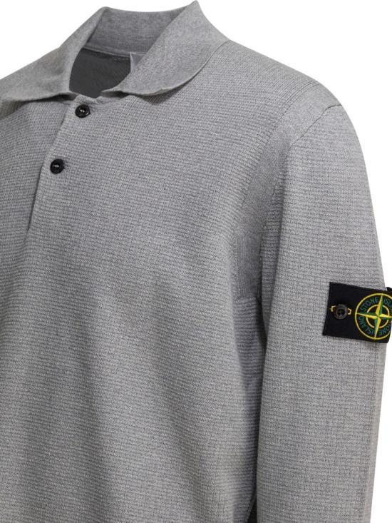 STONE ISLAND Melange Pearl Grey Cotton Polo Shirt for Men L1S155100024 S01B2