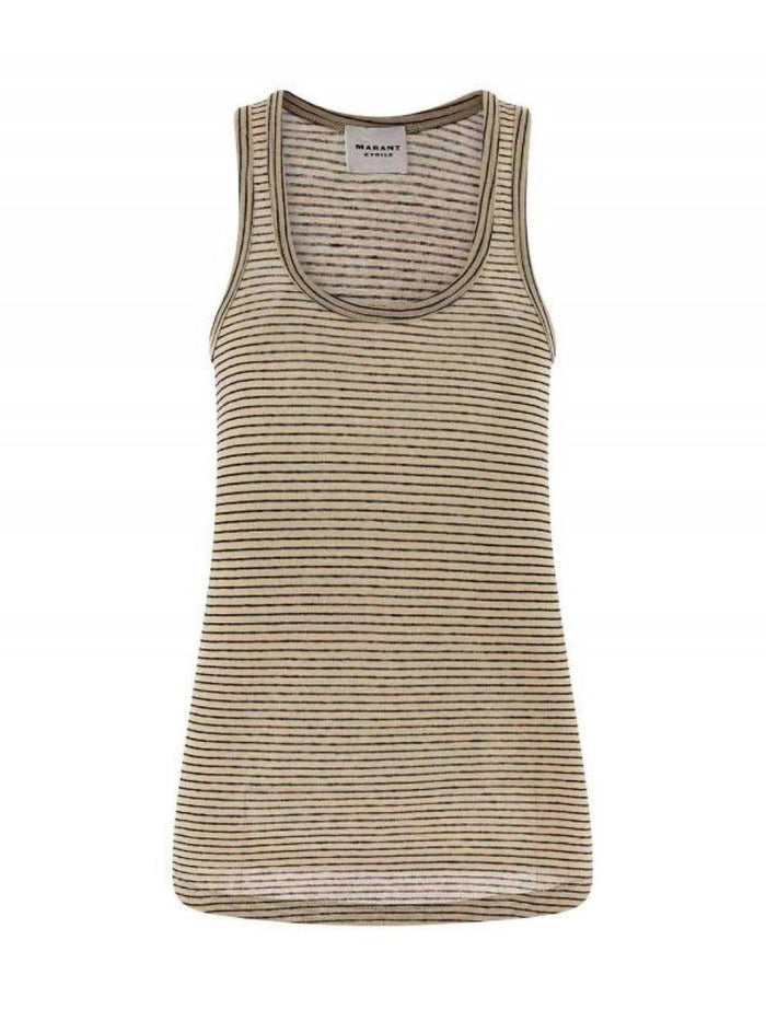 Isabel Marant Thea T-Shirt Black Beige Cotton Top