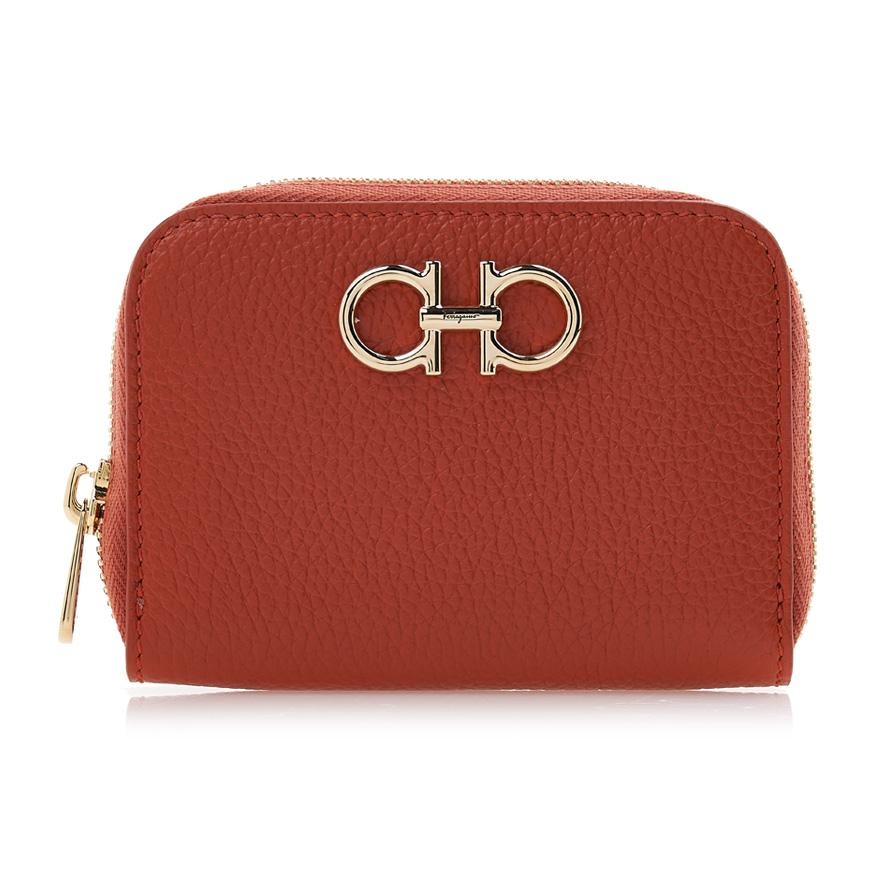 Ferragamo Gancini Leather Card Holder for Women 22 0406 TERRACOTTA 0770059