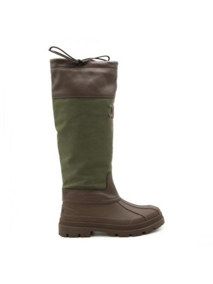 CELINE Riley High Boots Nylon and Calfskin Mid Boots