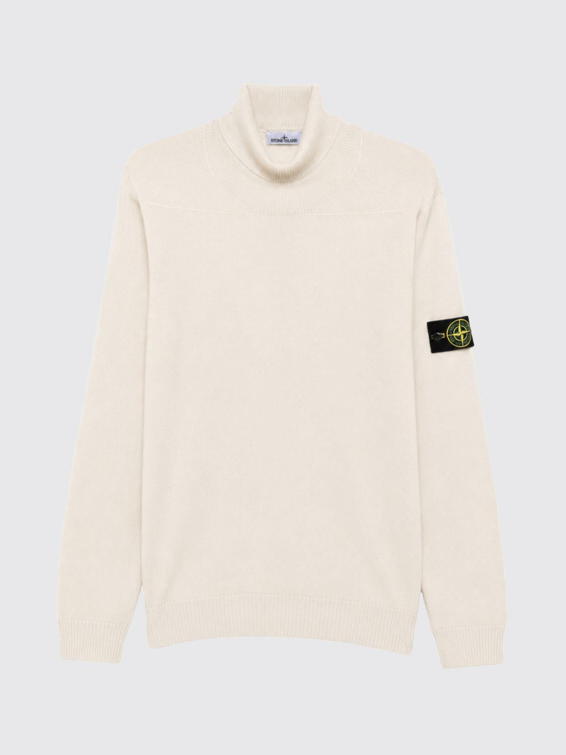 STONE ISLAND Beige Wool Turtleneck Knit Sweater for Men