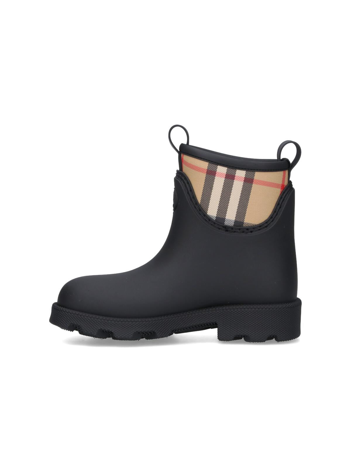BURBERRY Black Rubber Ankle Rain Boots