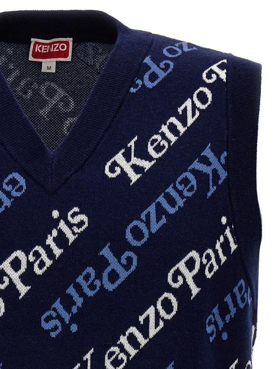 KENZO Knit Vest Men’s Navy Sleeveless Sweater FE55PU4583 CB77