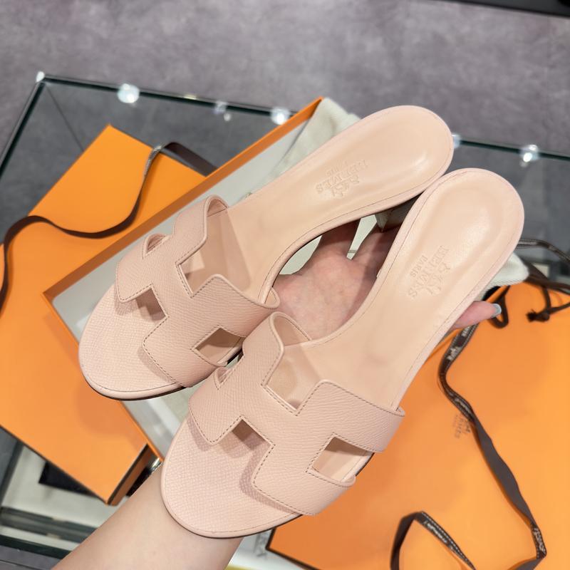 HERMES Oasis Sandals Rose Pale Calfskin Women’s