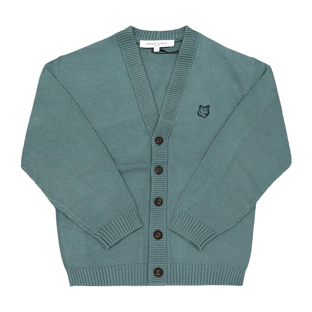 Maison Kitsune Bold Fox Head Patch Wool Cardigan Men Black OM00502 KT1099 0080