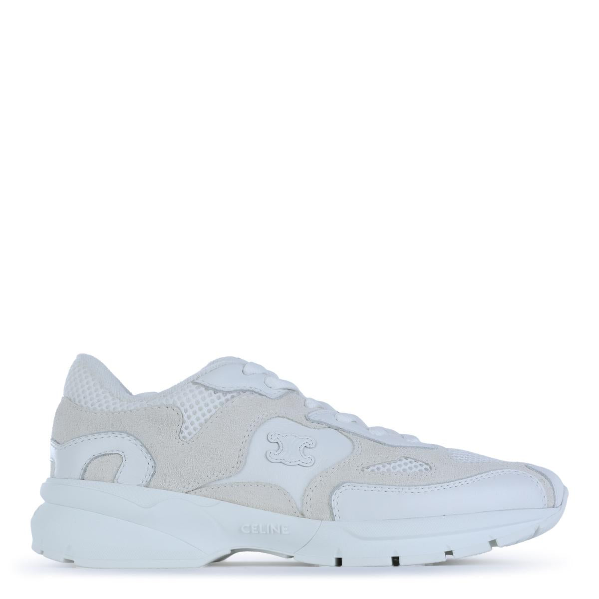 CELINE White Leather Low Top Sneakers
