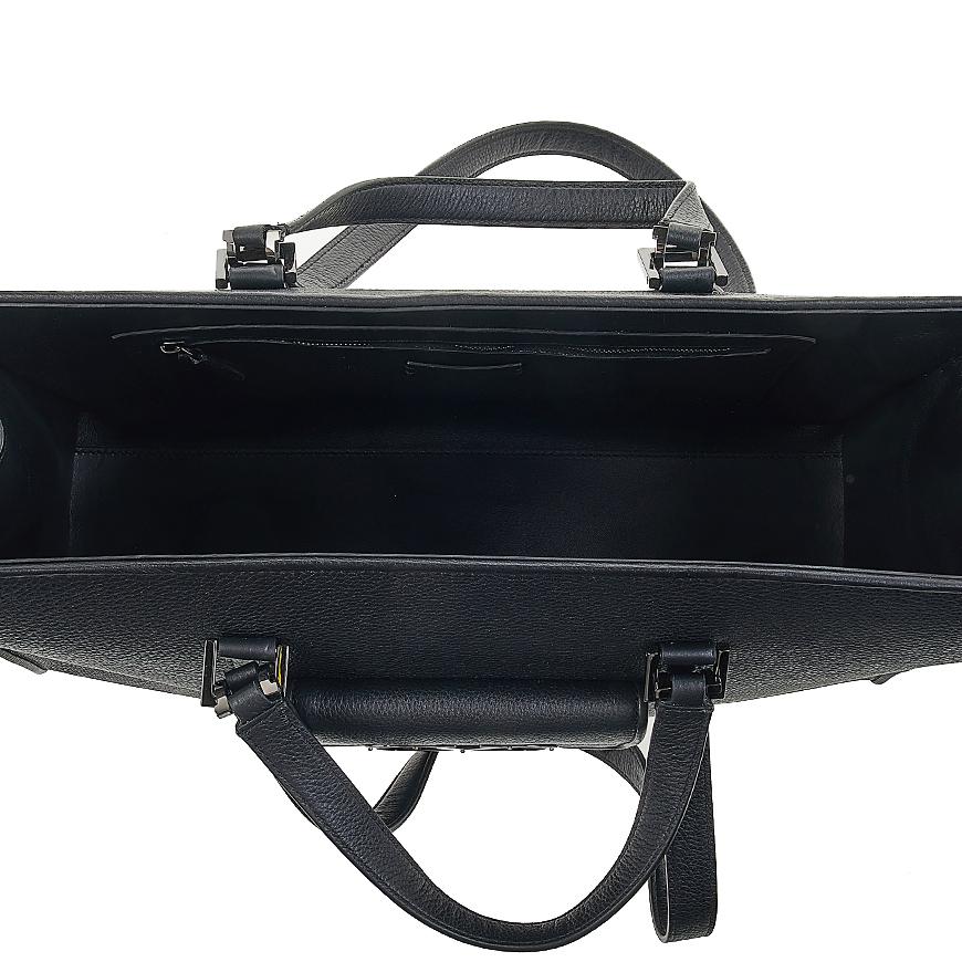VALENTINO Garavani Signature V Logo Tote Bag Black Leather