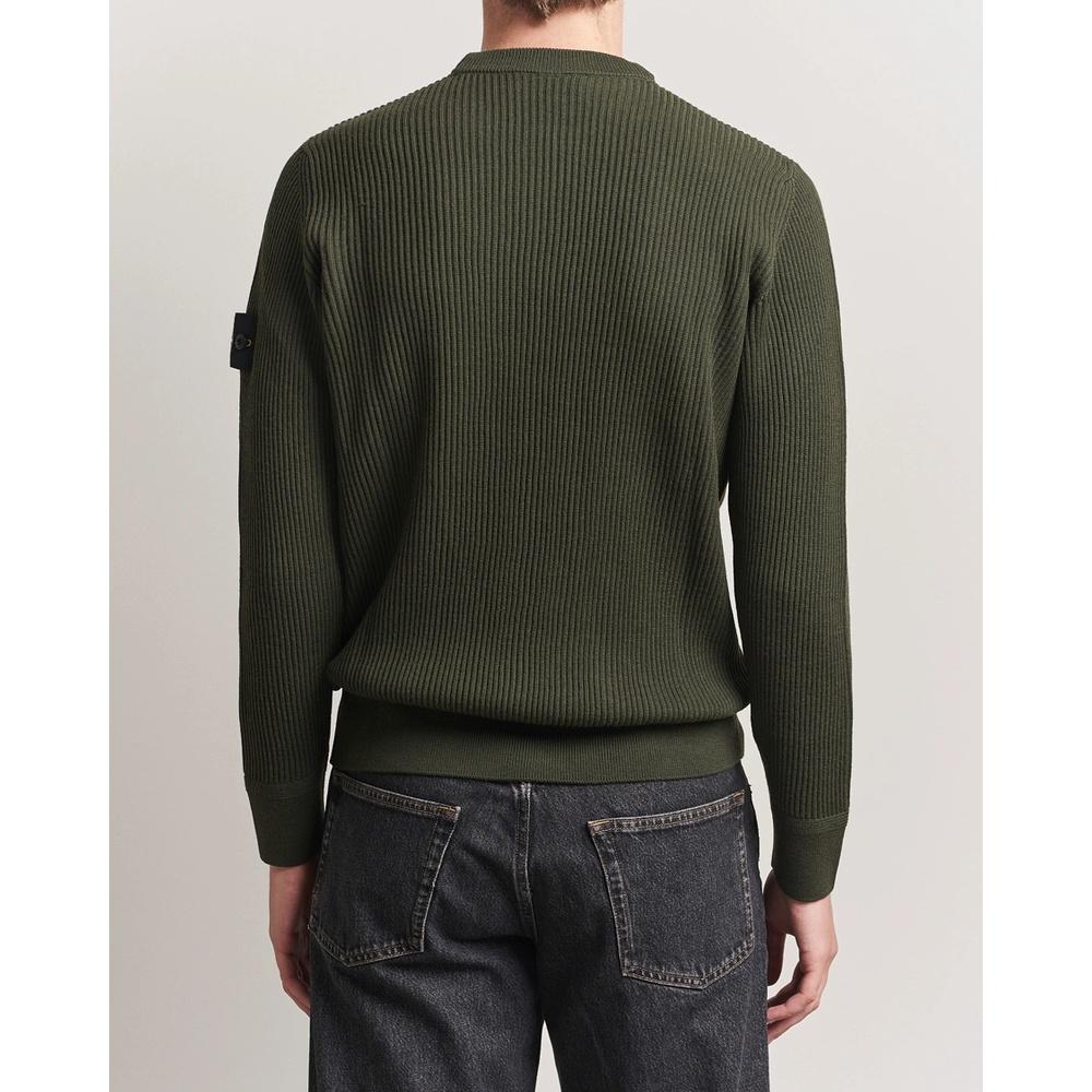 STONE ISLAND Logo Patch Wool Crewneck Sweater for Men